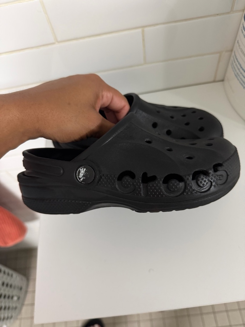 Kids Black Slip-On Croc Sandals - Picture 4 of 6